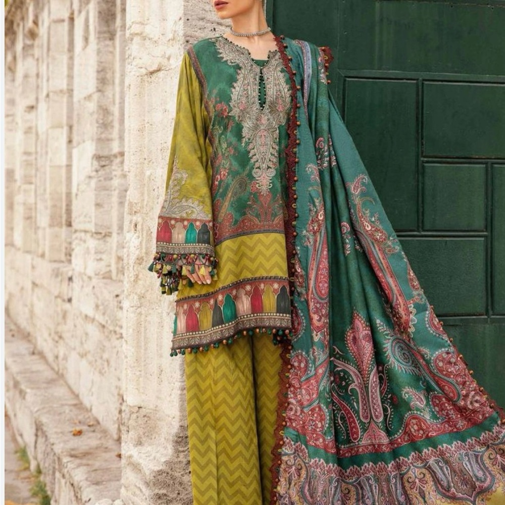 Elegant Multicolor Embroidered Suit by Maria B